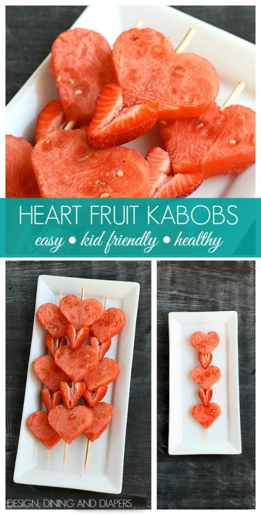 Heart Fruit Kabobs via Design Dining and Diapers