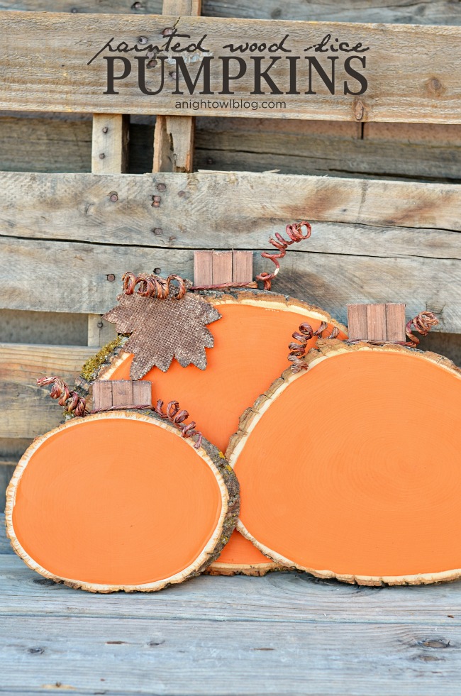 painted wood slice pumpkins