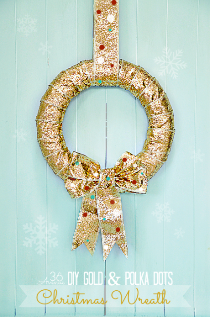 DIY gold and polka dots wreath