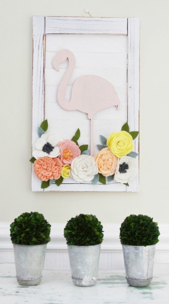 Flamingo and flowers decorative shutter